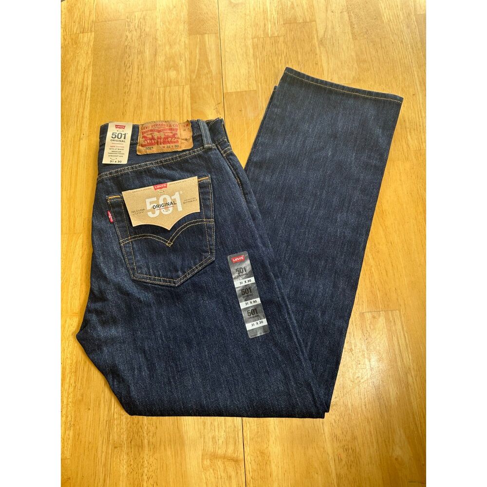 Levi 501 Original Shrink To Fit Men's 31x30 Straight Leg Jeans Button Fly NWT